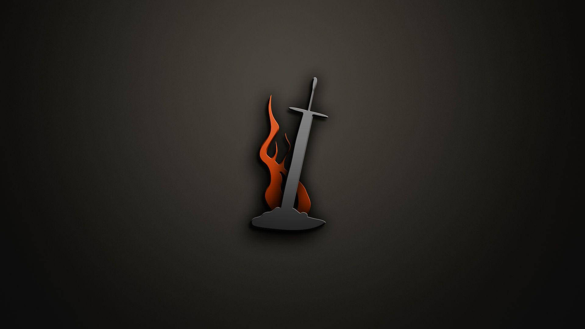 วอลเปเปอร์โลโก้เกมดาบเพลิงปักอยู่บนหิน — เกมมิ่ง GIF วอลเปเปอร์