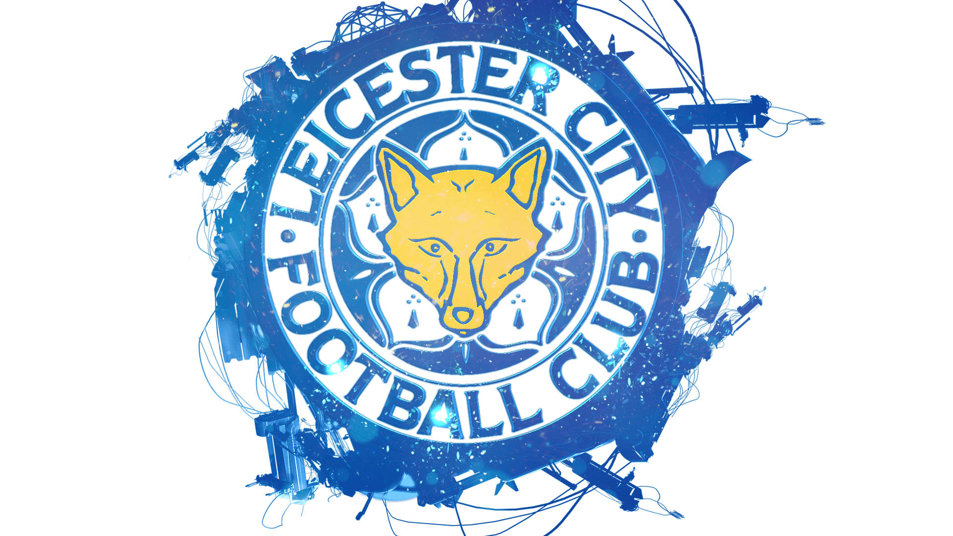 โลโก้เลสเตอร์ซิตี้พร้อมเส้นขอบเมือง วอลเปเปอร์