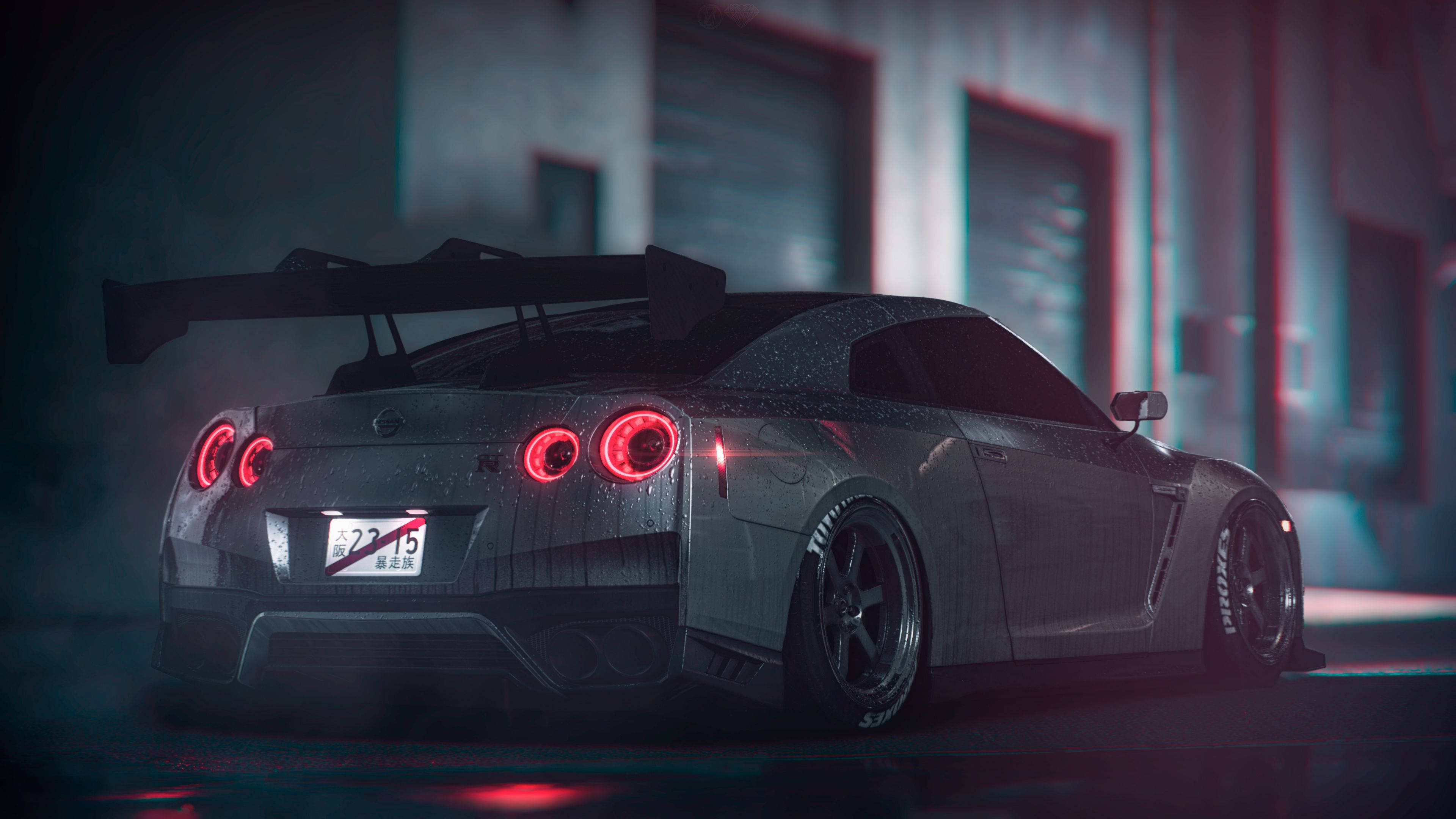 ไฟท้าย Nissan GT R สีเทา 4K วอลเปเปอร์