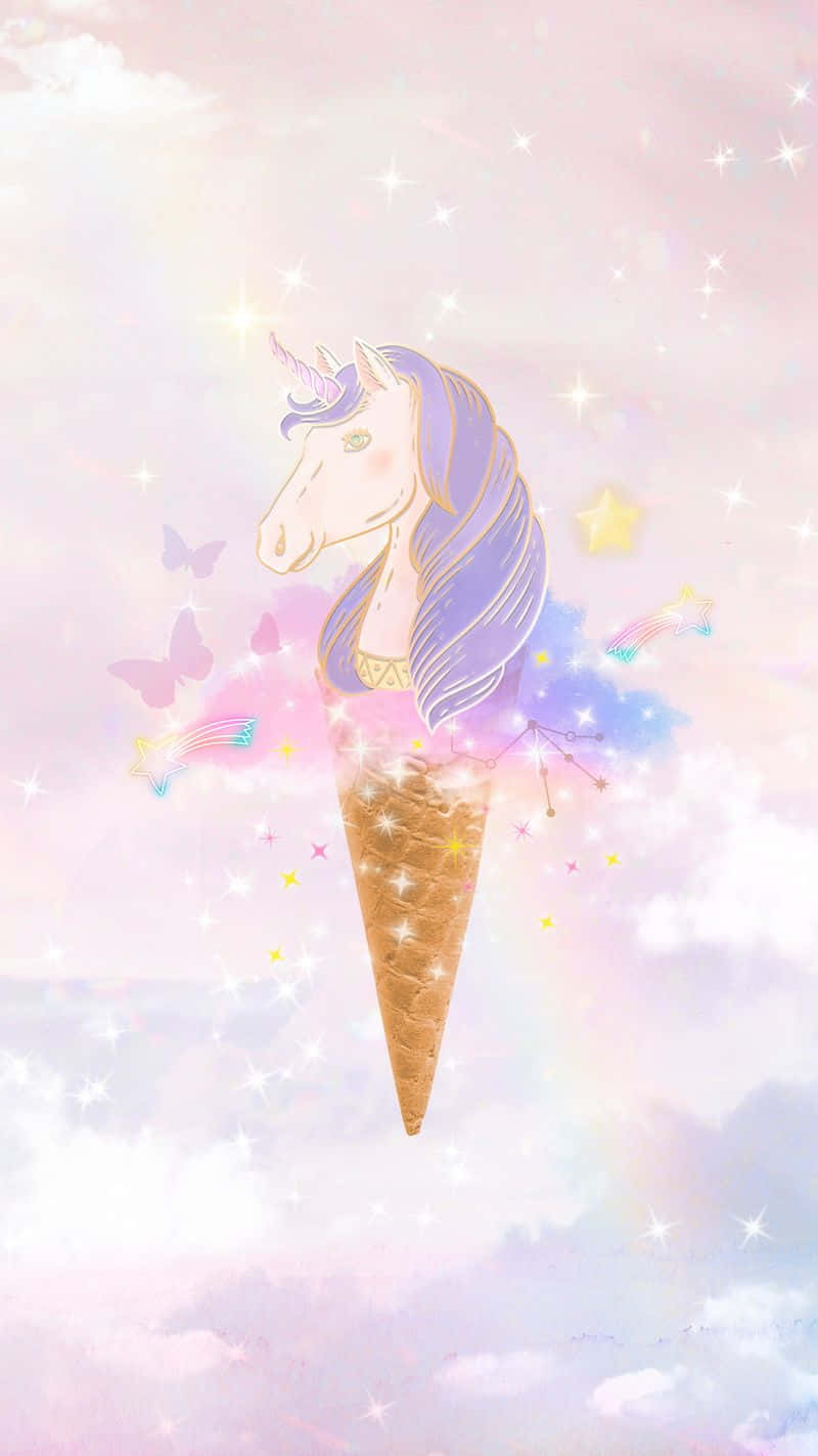 ไอศกรีมยูนิคอร์นผมสีม่วงน่ารัก วอลเปเปอร์