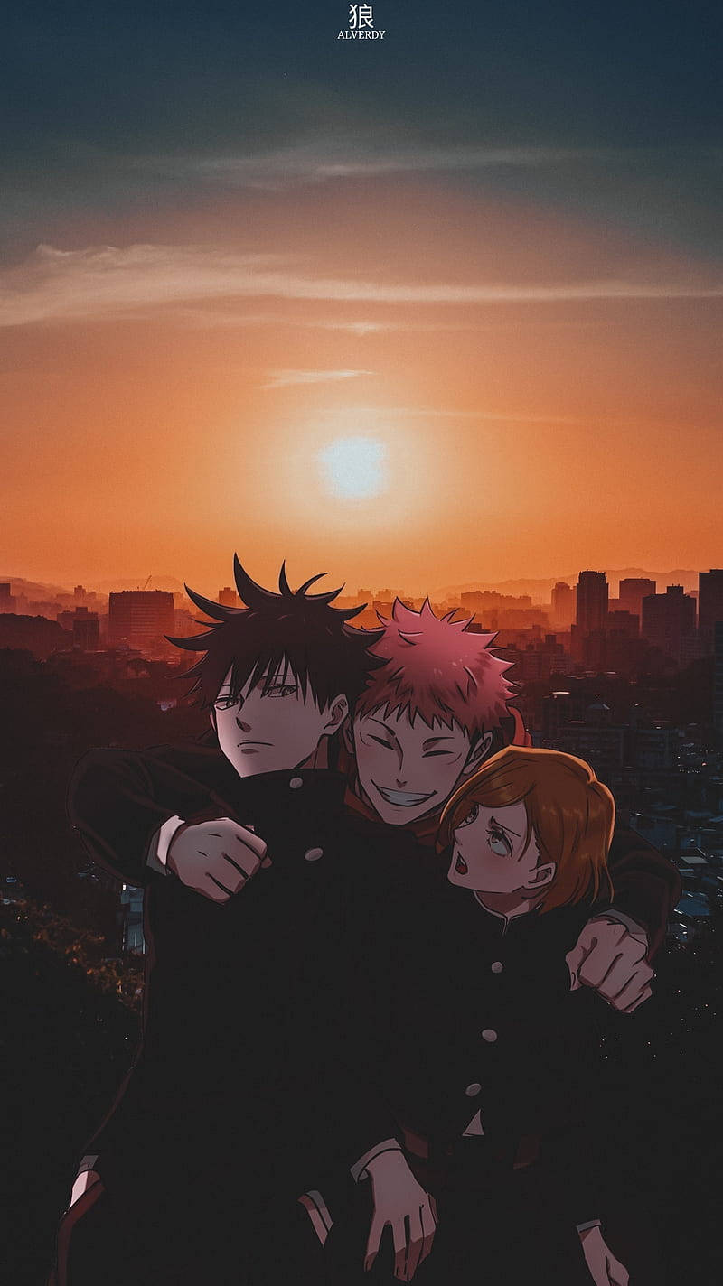 メグミ・ユウジ・ノバラ アニメ風美しい夕日 วอลเปเปอร์