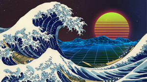 3840x2160 จอภาพ Retro คลื่นใหญ่
