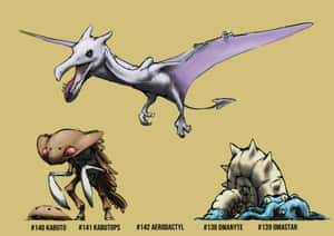 Aerodactyl, Kabutops และ Omastar — สีน้ำตาลสวยงาม วอลเปเปอร์