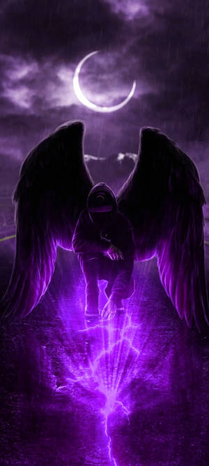 Black And Purple Aesthetic Angel — iPhone 17 วอลเปเปอร์