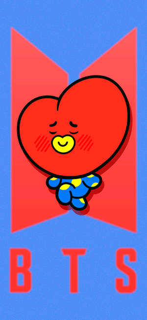 วอลเปเปอร์ BT21 Tata บนโลโก้ BTS — iPhone 14 Plus วอลเปเปอร์