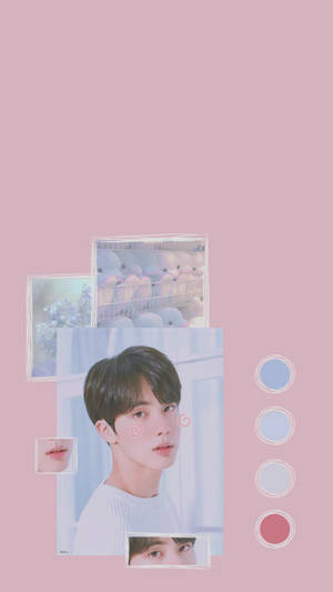 BTS Aesthetic จิน บนพื้นชมพู — Bts สุนทรียศาสตร์ วอลเปเปอร์