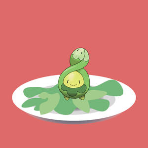 Budew บนจานพร้อมใบไม้ — อนิเมะแนวสวยงาม GIF วอลเปเปอร์