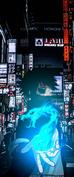 Dabi กับไฟสีน้ำเงินใน My Hero Academia สำหรับมือถือ — กาแล็กซี่ Z Flip 6 วอลเปเปอร์
