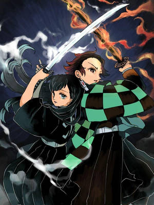 Demon Slayer โทรศัพท์ ทันจิโร และ มุอิจิโร — ดาบพิฆาตปีศาจ วอลเปเปอร์