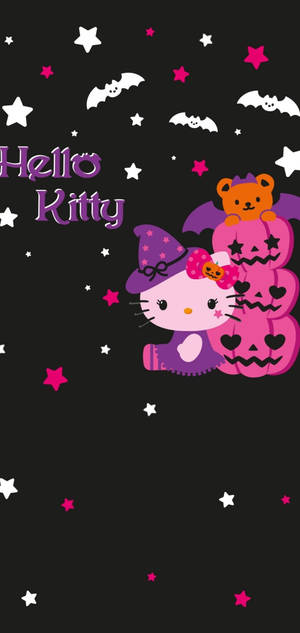 วอลเปเปอร์ Hello Kitty ฮาโลวีน ฟักทองแจ็คโอแลนเทิร์นสีชมพู — iPhone 15 Plus วอลเปเปอร์