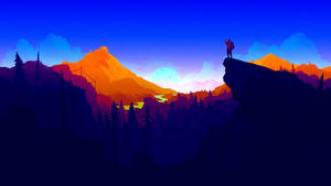 วอลเปเปอร์ Henry บนภูเขาสีส้มและน้ำเงิน Firewatch