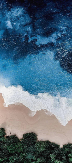 วอลเปเปอร์ iPhone 11 มุมมองทางอากาศชายหาดทะเลสีฟ้า