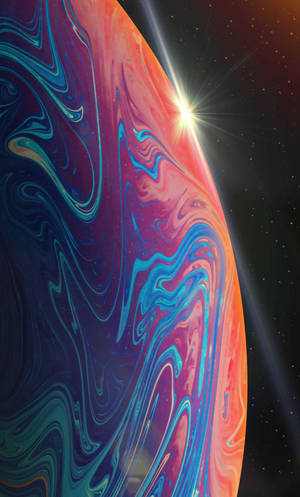 วอลเปเปอร์ iPhone 13 Pro ดาวเคราะห์สีม่วงส้ม — iPhone สีชมพูสวยงาม วอลเปเปอร์