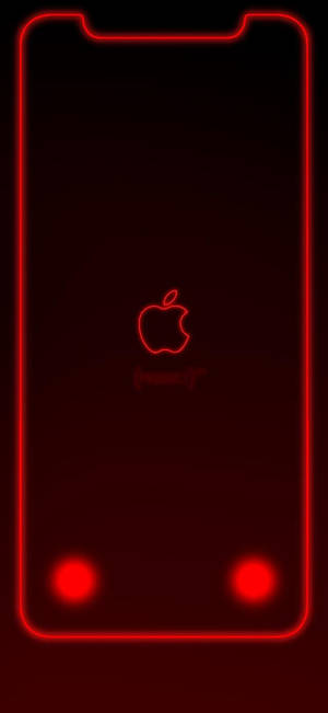 วอลเปเปอร์ iPhone XR โลโก้ Apple ขอบสีแดงนีออน — iPhone Xr วอลเปเปอร์