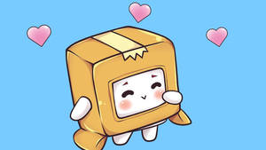 LankyBox Boxy น่ารักบนพื้นหลังสีฟ้า — การ์ตูนน่ารัก วอลเปเปอร์