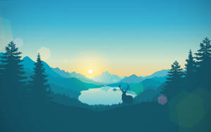 Firewatch สำหรับ MacBook Pro มีกวางใกล้สระน้ำวอลเปเปอร์ — MacBook Pro วอลเปเปอร์