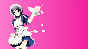 วอลเปเปร Maid Sama Misaki Ayuzawa พื้นหลังสีชมพู — Studio Display วอลเปเปอร์