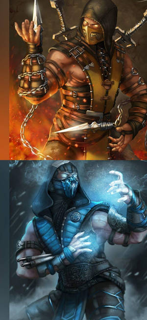 Mortal Kombat Scorpion Vs Sub Zero โทรศัพท์ — iPhone 16 Pro Max วอลเปเปอร์