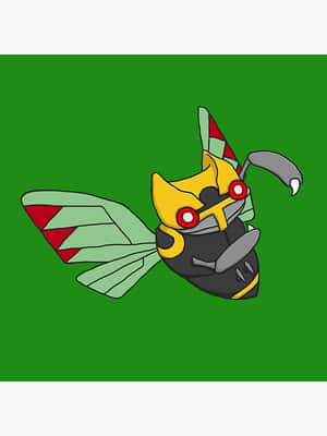 Ninjask พื้นหลังสีเขียว — โปเกมอนโฟน วอลเปเปอร์