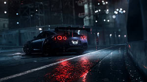 Nissan GT R สีน้ำเงินเข้ม 4K