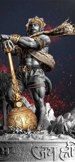 Realistic 3D Hanuman ศิลปะ — iPhone 14 Pro Max วอลเปเปอร์