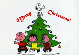 วอลเปเปอร์ Snoopy บนยอดต้นคริสต์มาส — Snoopy คริสต์มาส วอลเปเปอร์