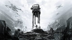 วอลเปเปอร์ภาพขาวดำของหน้าปกเกม Star Wars Battlefront