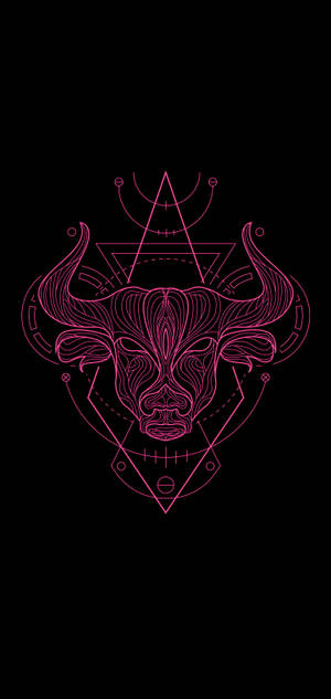 Taurus Zodiac Pink Line Work Wallpaper — iPhone 16 วอลเปเปอร์