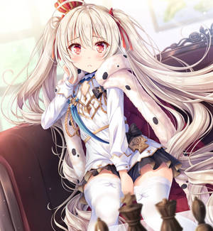 วอลเปเปอร์ Valiant Azur Lane เขินบนเก้าอี้สีแดงเข้ม — Oppo Find N6 วอลเปเปอร์
