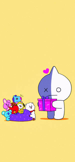 วอลเปเปอร์ Van BT21 มอบของขวัญ — เอส24 อัลตรา วอลเปเปอร์