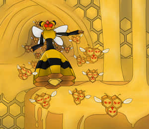 Vespiquen สั่งให้ Combee โจมตี — มือถือ GIF วอลเปเปอร์