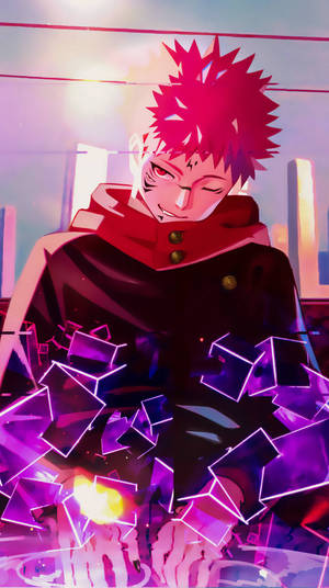 Yuji Itadori สีนีออน Jujutsu Kaisen iPhone — จูจุสึไคเซ็น วอลเปเปอร์