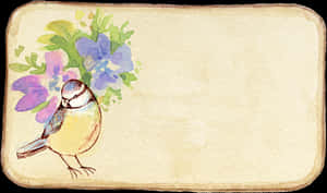 กรอบวินเทจลายนกและดอกไม้สไตล์สีน้ำ