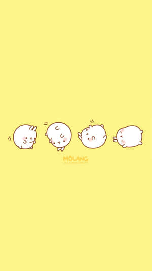 กระต่ายกลมกลิ้งสีเหลืองพาสเทลน่ารัก — Pastel yellow วอลเปเปอร์