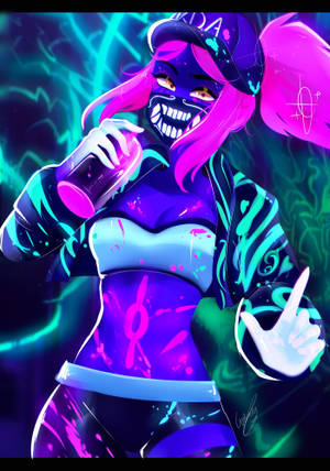 วอลเปเปอร์กราฟิกอาร์ต LoL KDA Akali — Oppo Pad 4 Pro วอลเปเปอร์