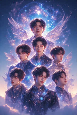 BTS,เคป็อป,แฟนตาซี,สมจริง,มหัศจรรย์,ดิจิทัลอาร์ต,จักรวาล,เหมือนฝัน,กลุ่ม — iPhone 4 วอลเปเปอร์