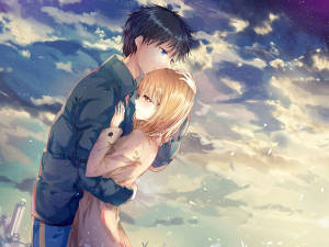 วอลเปเปอร์กอดของคู่รักอนิเมะ