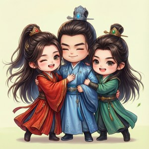 กอดหมู่สไตล์ชิบิน่ารักของตัวละครหลักสี่คนจาก 19 Days — อินฟินิกซ์ ศูนย์ วอลเปเปอร์