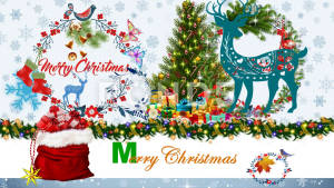 วอลเปเปอร์การ์ดอวยพรคริสต์มาสแบบคอลลาจ
