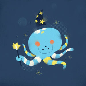 การ์ตูนปลาหมึกพ่อมดน่ารัก iPad — คาวาอี้ วอลเปเปอร์
