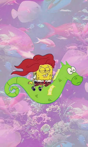 การ์ตูนสุนทรียะ SpongeBob ผมยาวสีแดง — สุนทรียภาพการ์ตูน วอลเปเปอร์