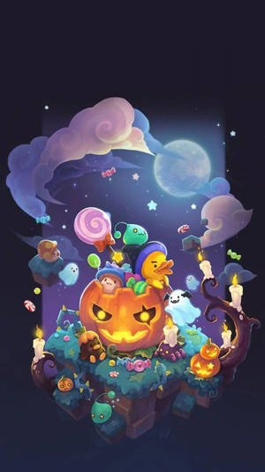 วอลเปเปอร์การ์ตูนฮาโลวีนในฟักทอง