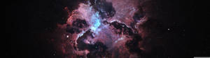 วอลเปเปรกาแล็กซีที่มีเปลวสีม่วงและน้ำเงิน — 5120x1440 วอลเปเปอร์