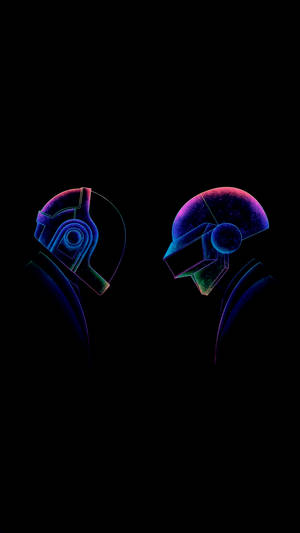 วอลเปเปอร์ AMOLED ของ Daft Punk ในสีสันเรืองแสงน้ำเงิน ม่วง และเขียว