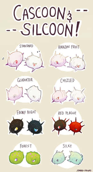 คาสคูนและซิลคูนในสีสันต่างๆ — โปเกมอนโฟน วอลเปเปอร์