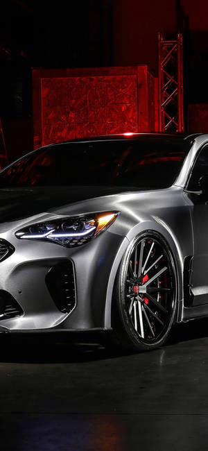 1125x2436 ดาวน์โหลด 1125x2436 Dub Kia Stinger สีเงิน วอลเปเปอร์รถยนต์ — iPhone 14 วอลเปเปอร์