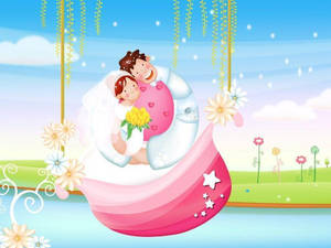 คู่รักการ์ตูนน่ารัก