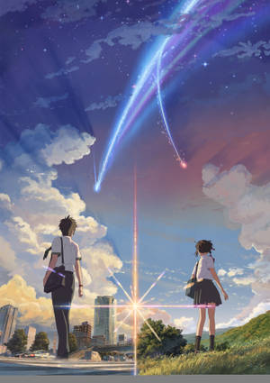 วอลเปเปอร์คู่รักที่เข้ากัน ทากิและมิตสึฮะจาก Kimi no na wa — Oppo Pad 5 Pro วอลเปเปอร์