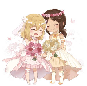 วอลเปเปอร์แต่งงานเลสเบี้ยนในสไตล์อนิเมะ