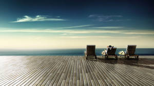 วอลเปเปอร์ชานชาลาชมวิวทะเลอันงดงาม — 1600x900 วอลเปเปอร์